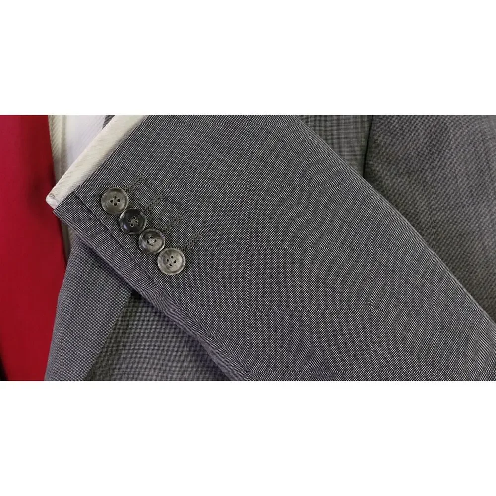 John Varvatos Gray Tic Woven Peak Lapel 2-Btn Wool Suit 42R